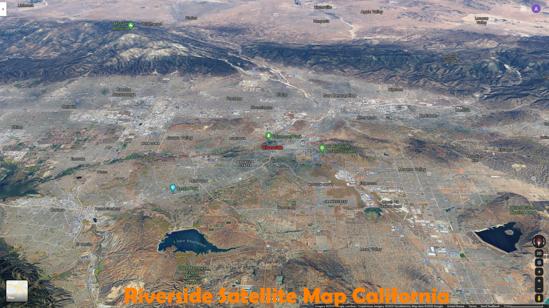 Riverside Satellite Map California